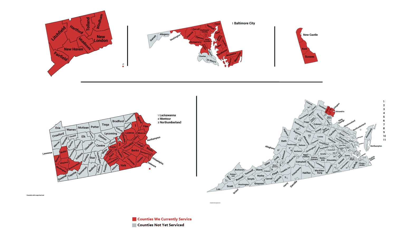 Locations served for Roll Off Dumpsters 1 Roll-off dumpster rental in Locations Served