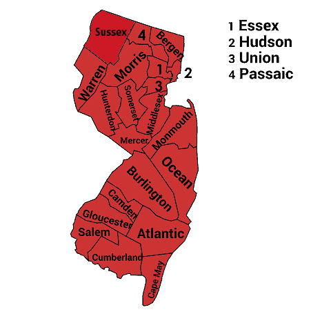 Locations Served of New Jersey 1 Roll-off dumpster rental in New Jersey